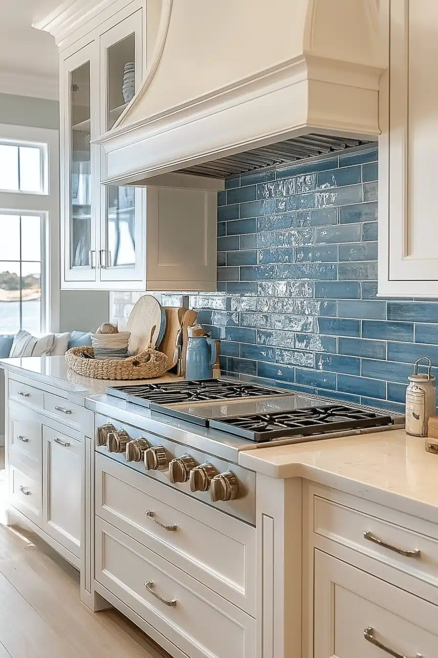 kitchen backsplash with white cabinets
