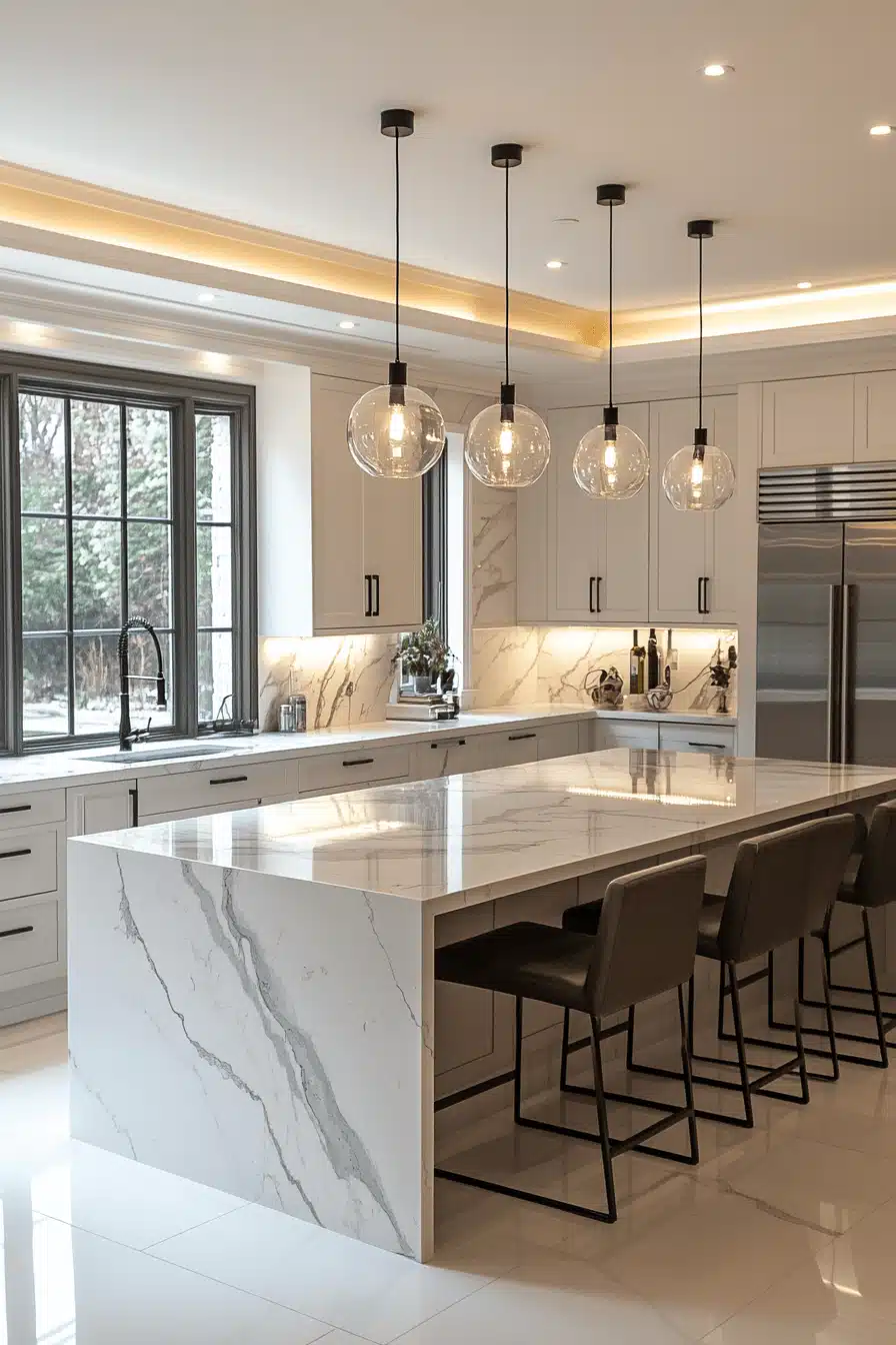white marble kitchen