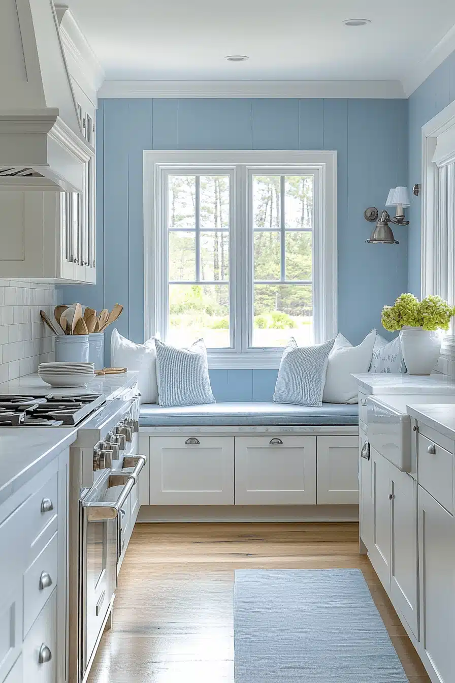 blue and white kitchen