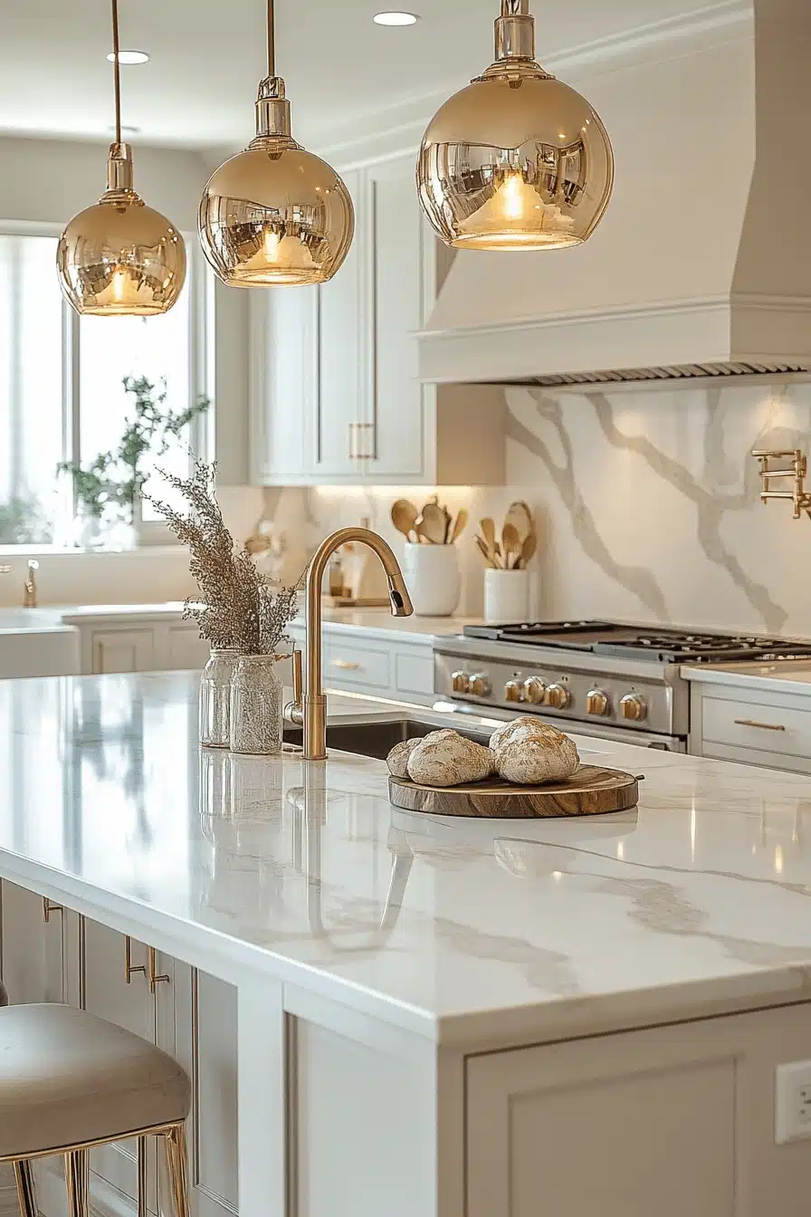 white marble kitchen