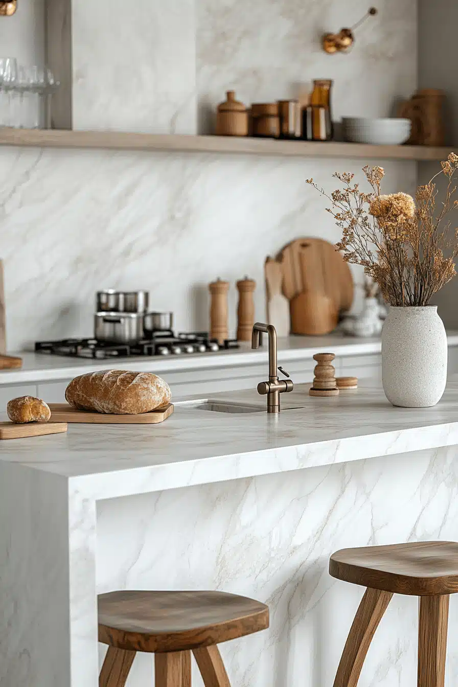 white marble kitchen