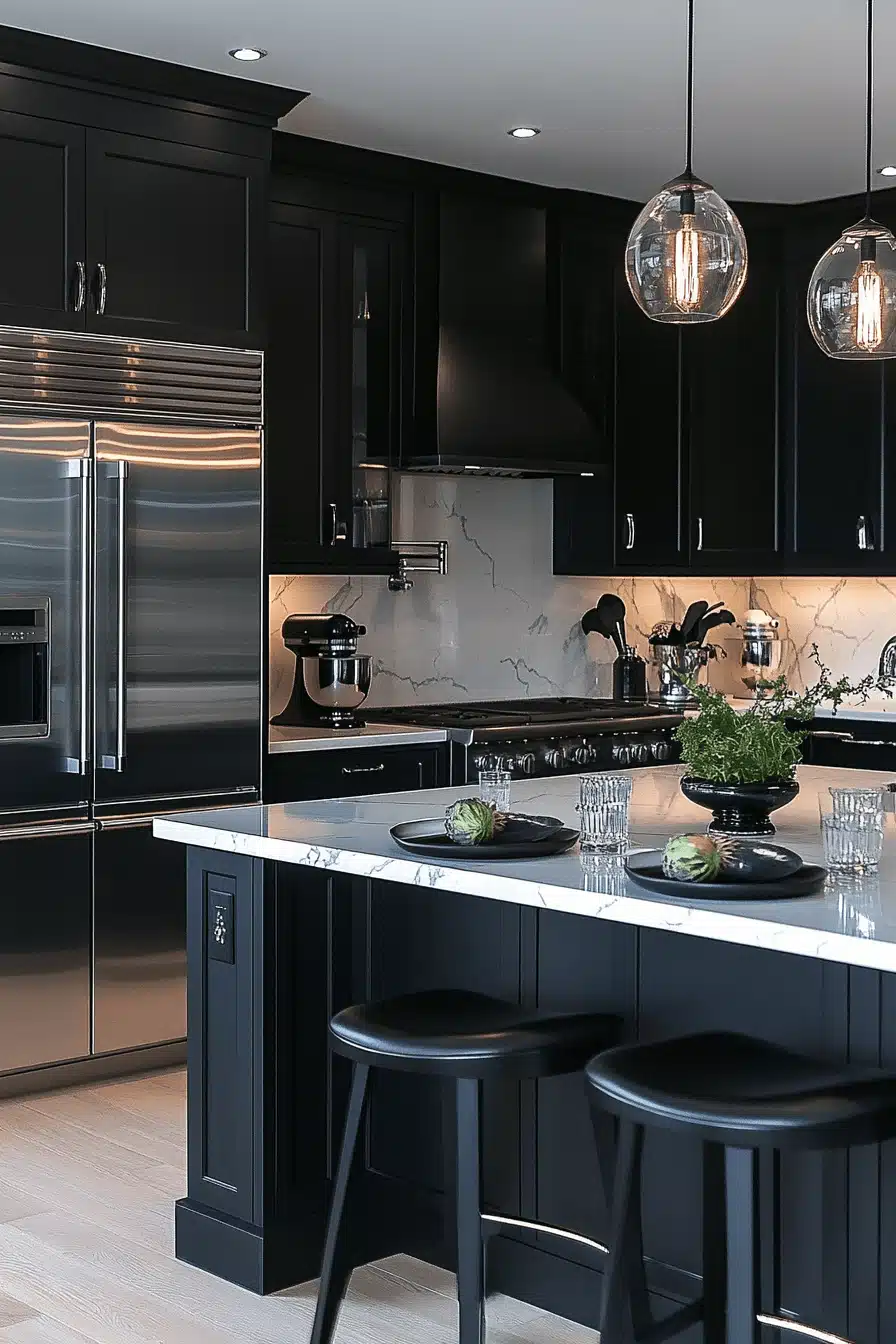 black and white kitchen cabinets