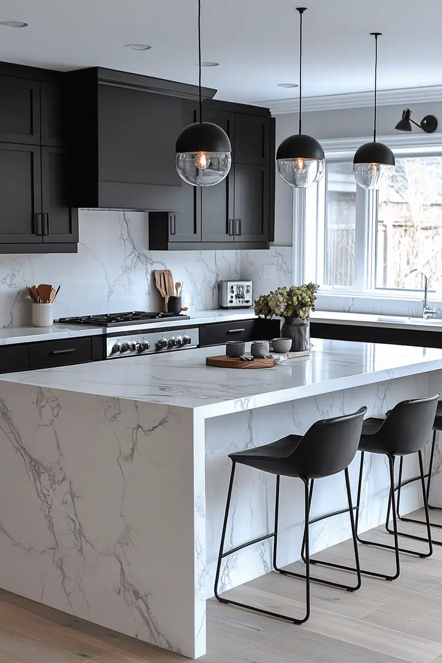 white marble kitchen