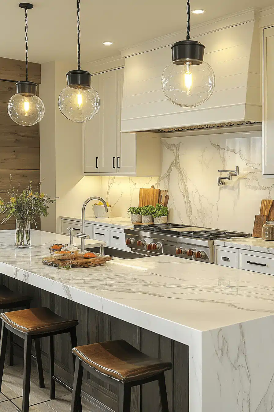 white marble kitchen