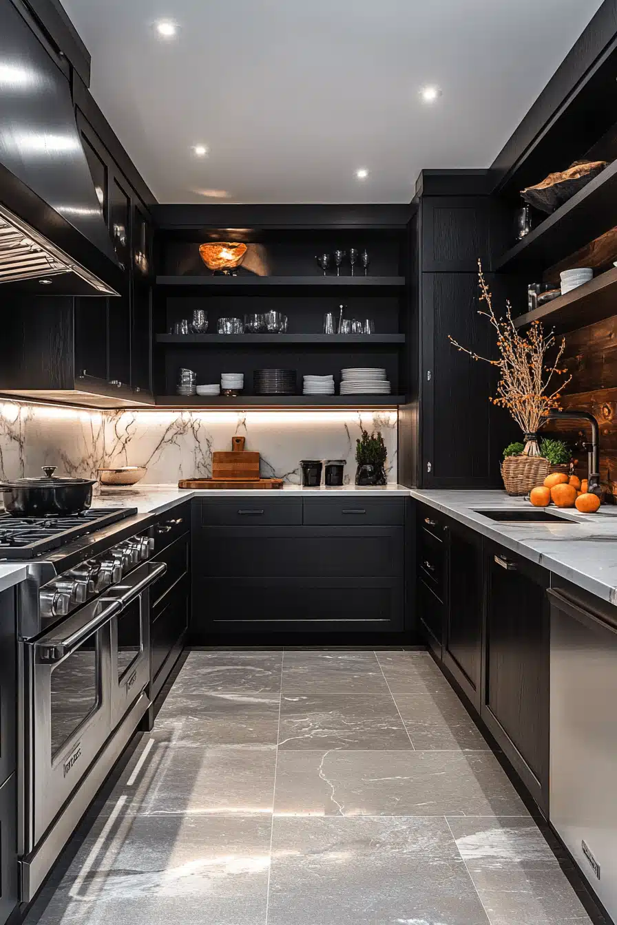 black and white kitchen cabinets