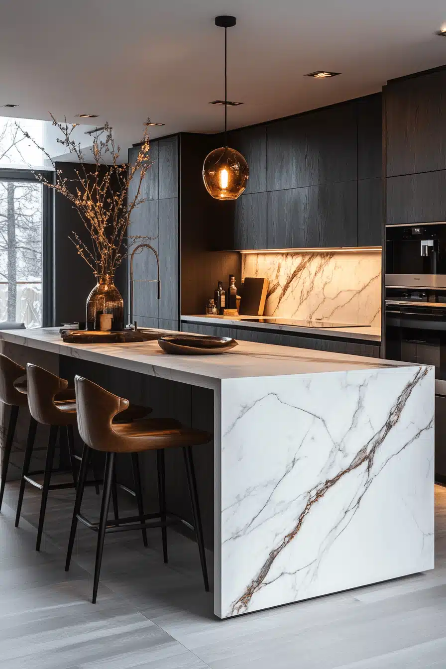 white marble kitchen