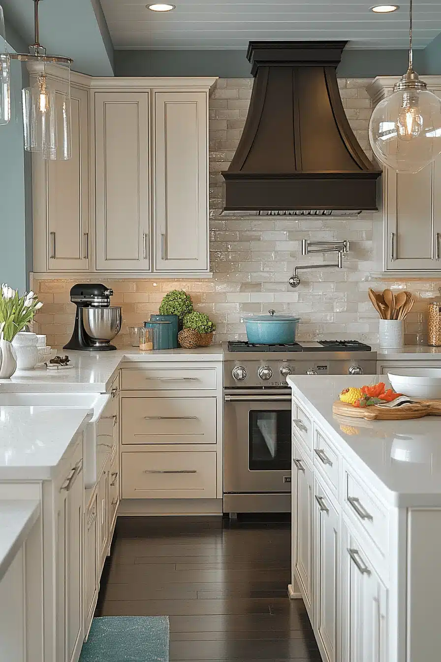 cream kitchen cabinets