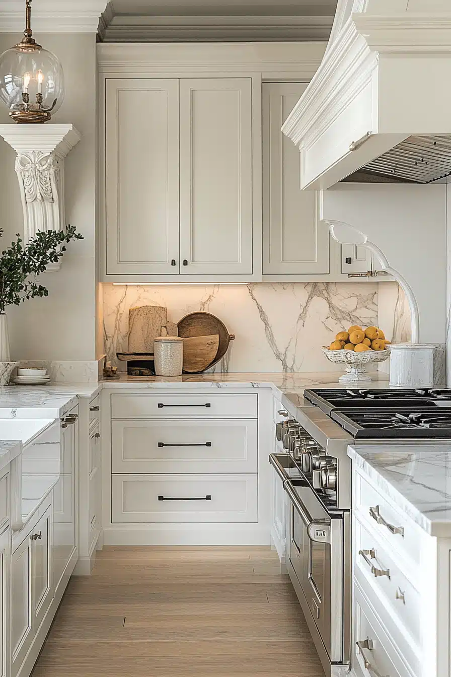 white marble kitchen