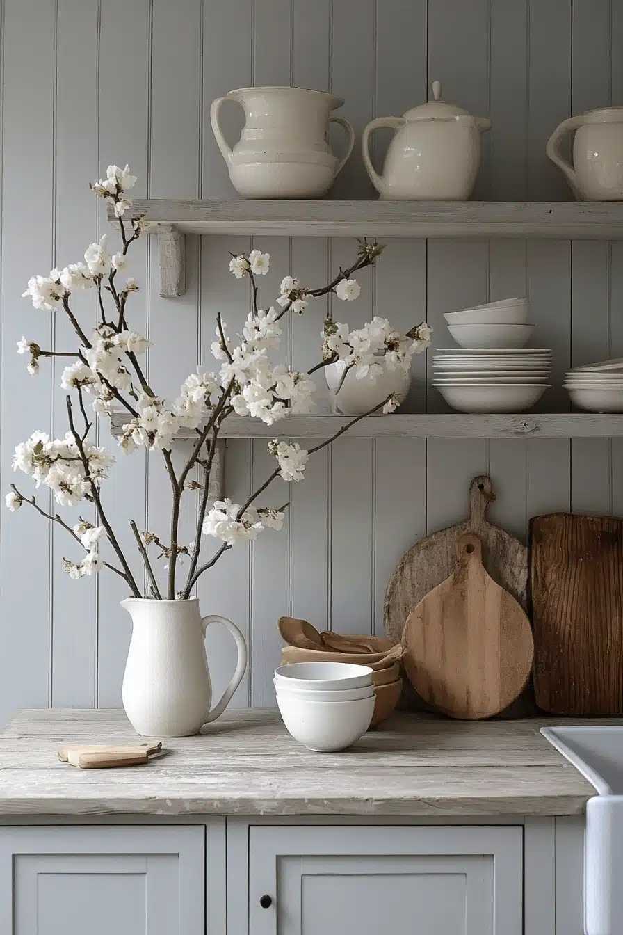 gray and white kitchen