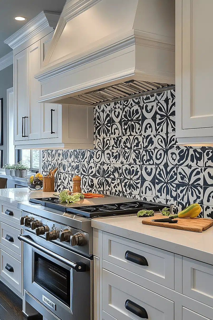 kitchen backsplash with white cabinets