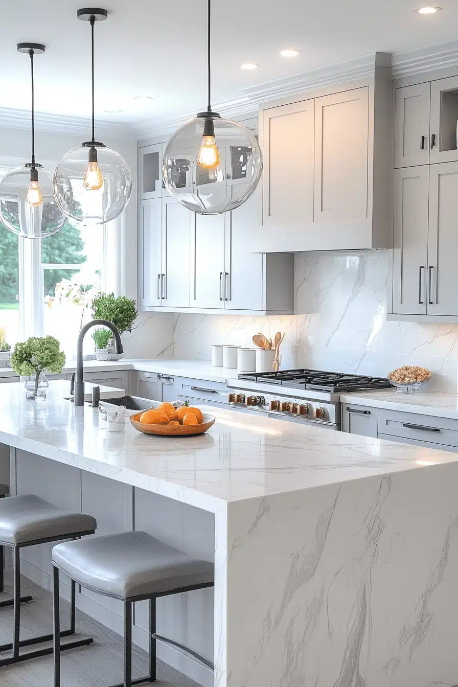 gray and white kitchen