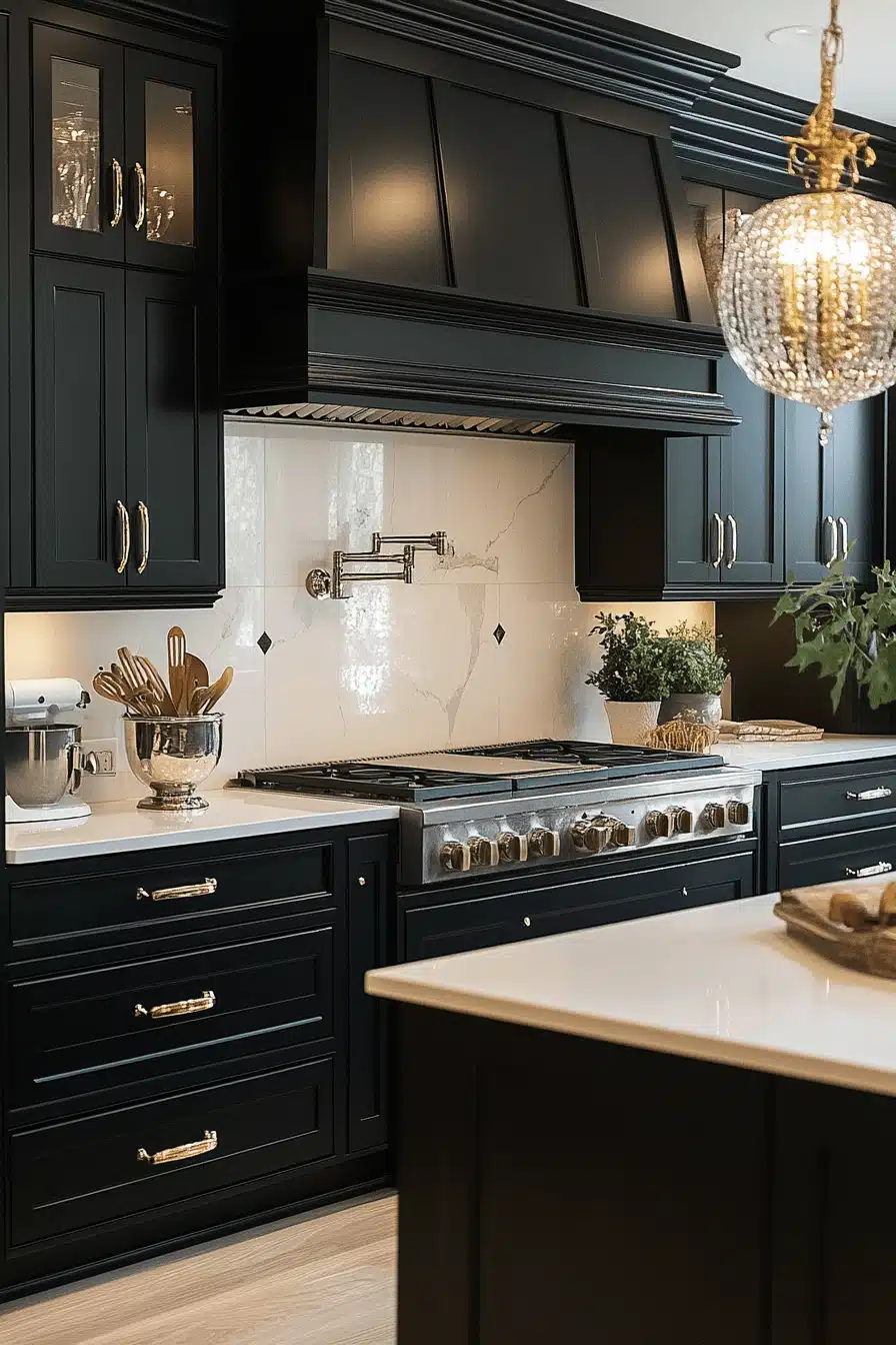 black and white kitchen cabinets