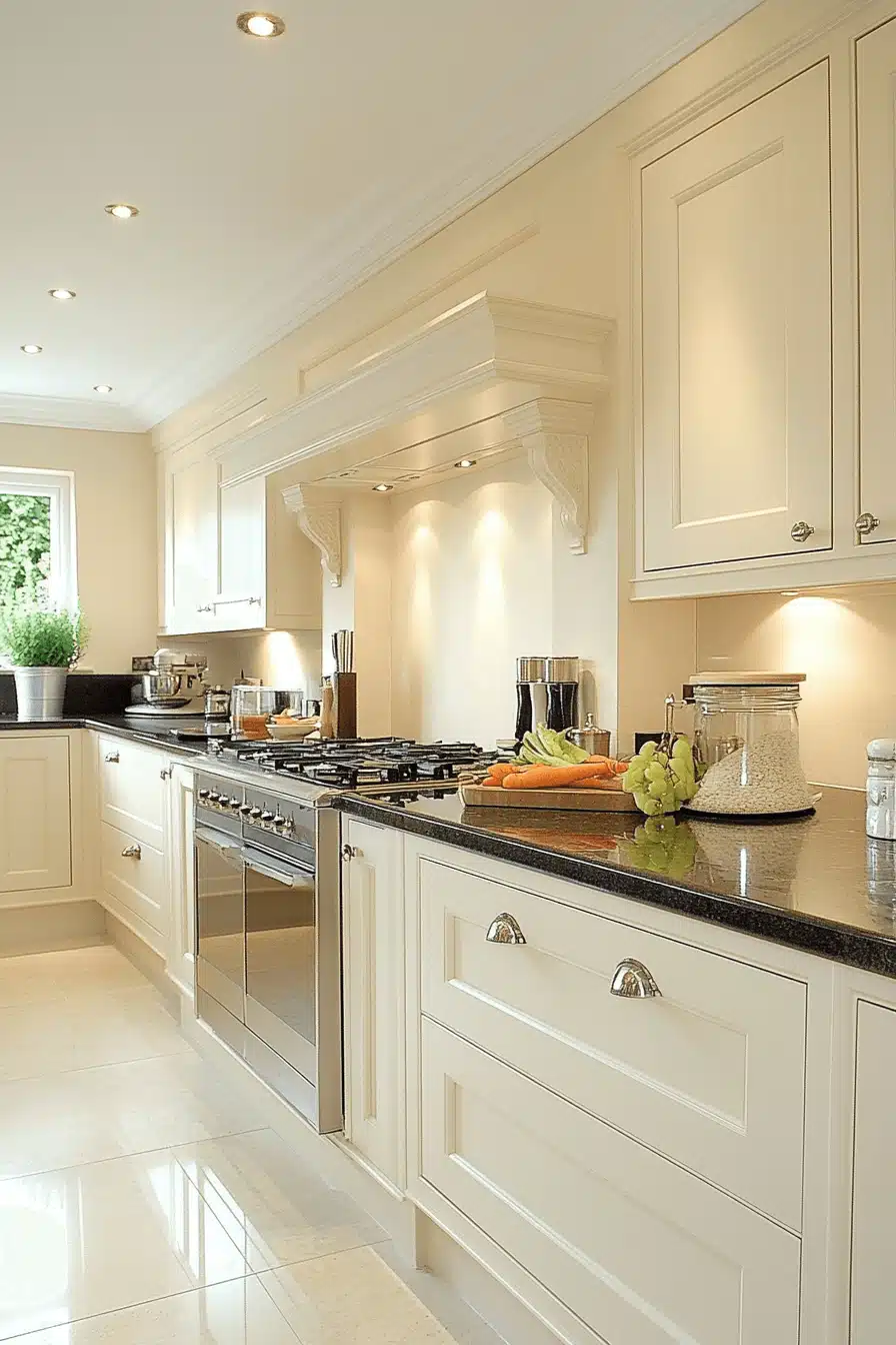 cream kitchen cabinets