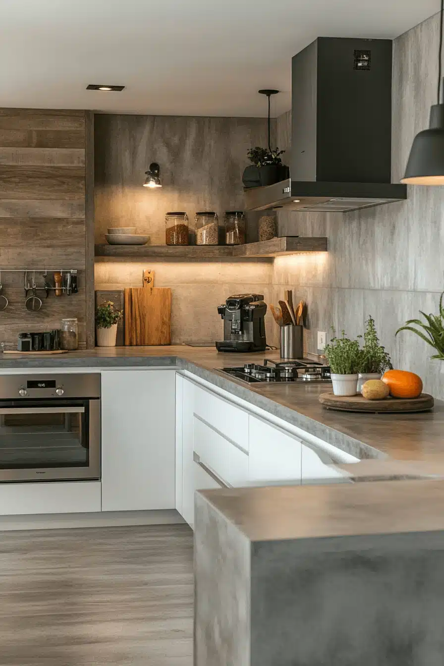 gray and white kitchen