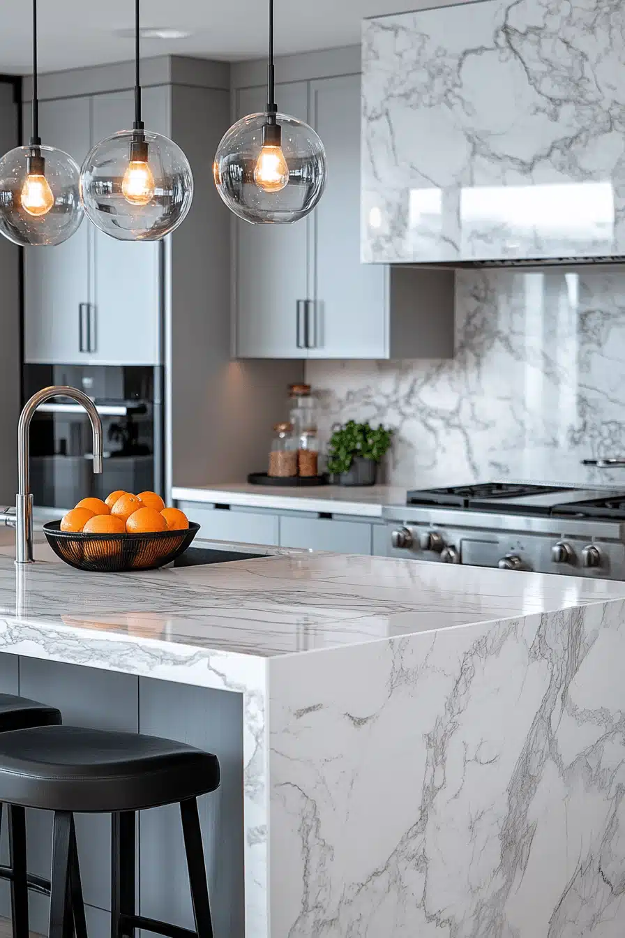 white marble kitchen