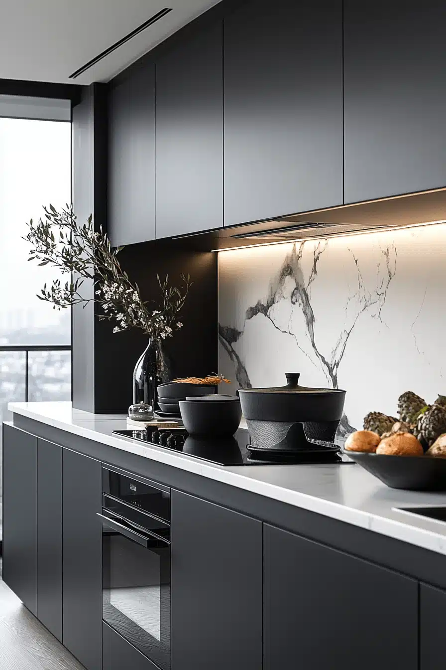 black and white kitchen cabinets