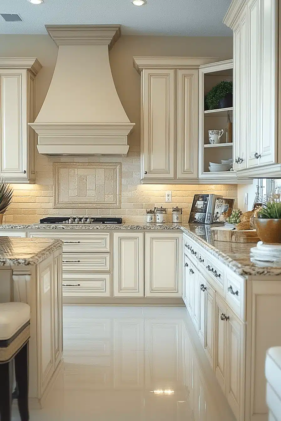cream kitchen cabinets
