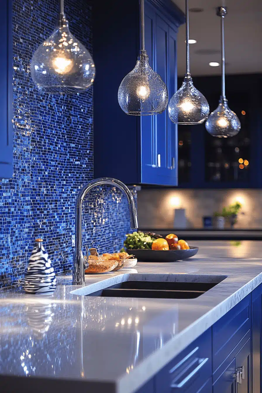 blue and white kitchen