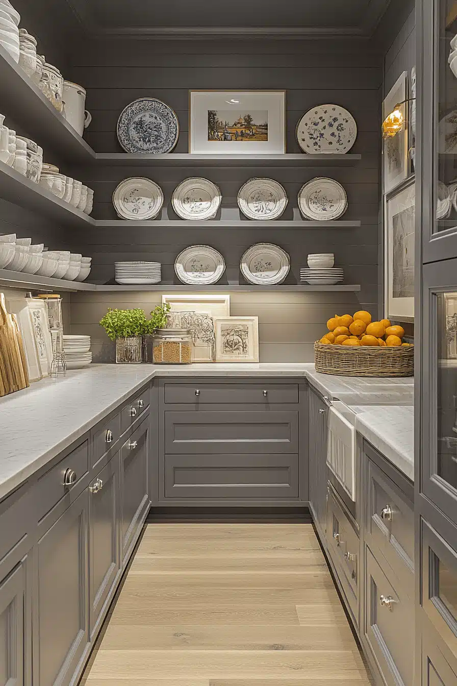 gray and white kitchen