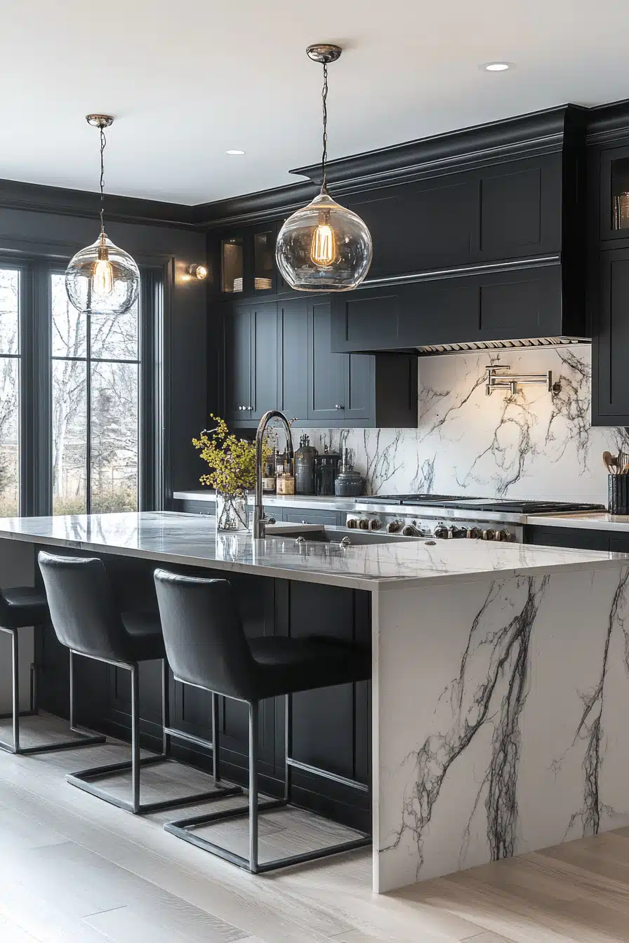black and white kitchen cabinets