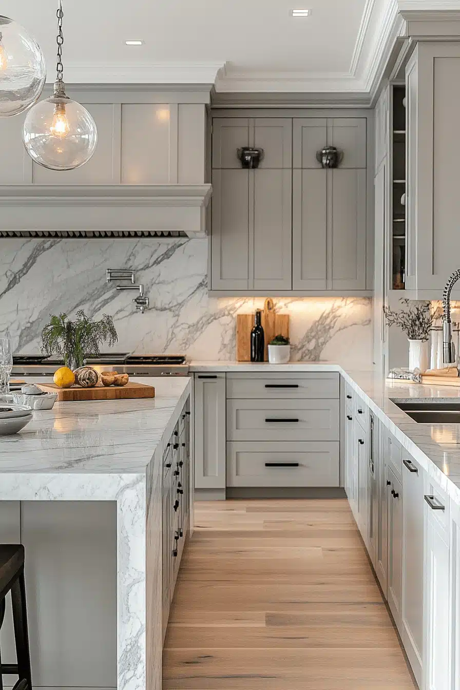 grey and white kitchen