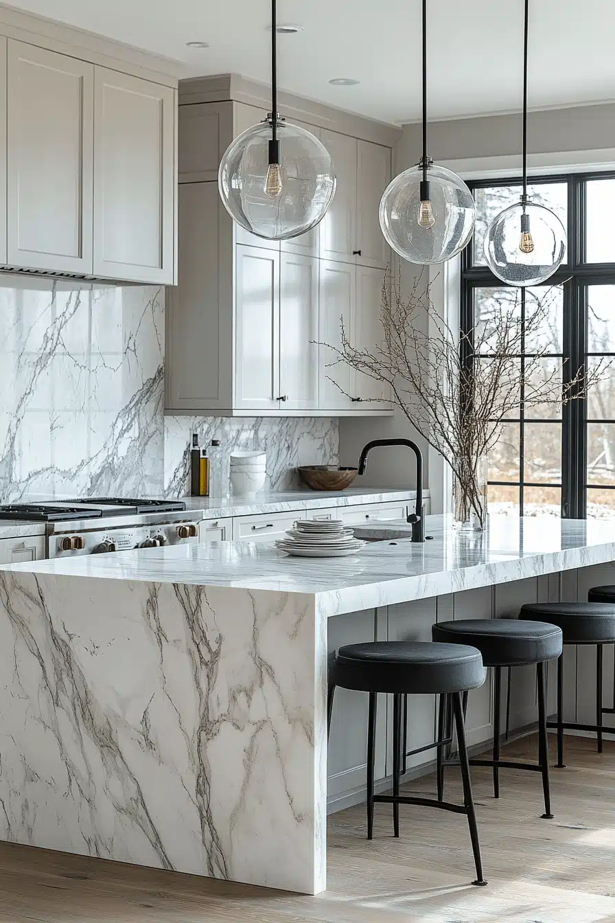 white marble kitchen