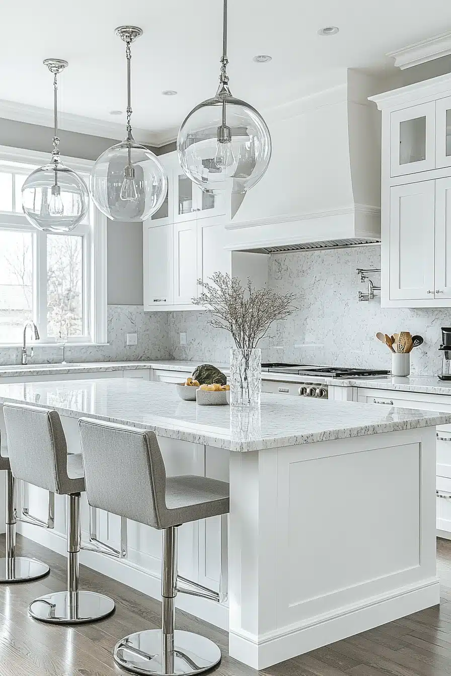 gray and white kitchen