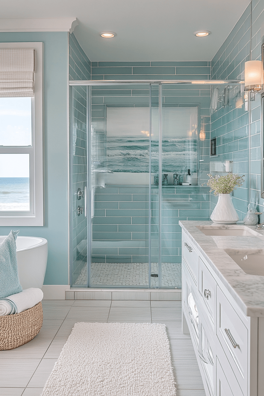 coastal bathroom shower ideas
