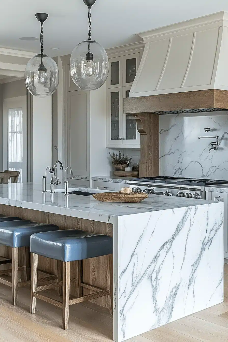 white marble kitchen