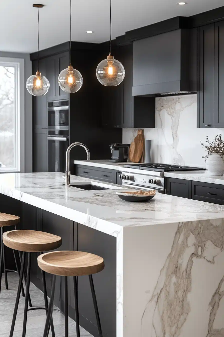 black and white kitchen cabinets