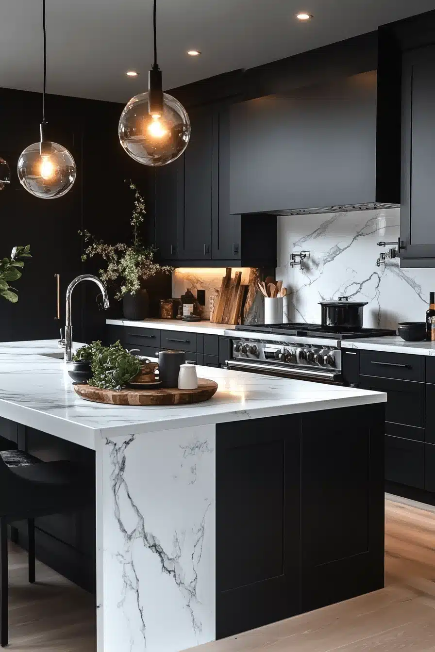 black and white kitchen cabinets