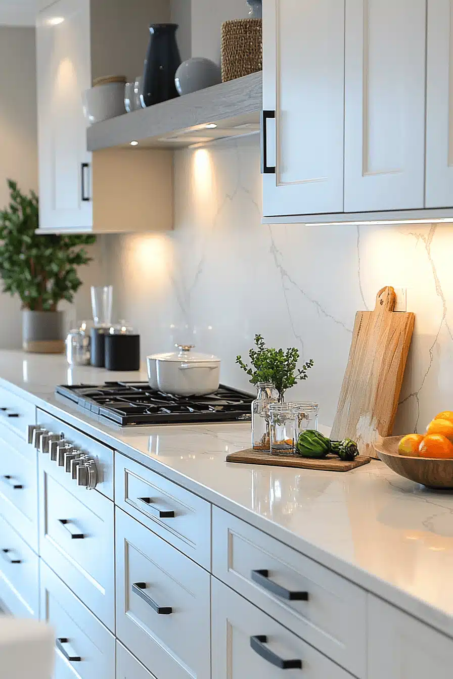 white marble kitchen