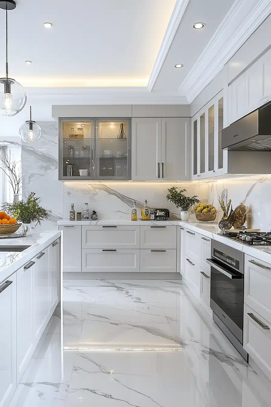 white marble kitchen