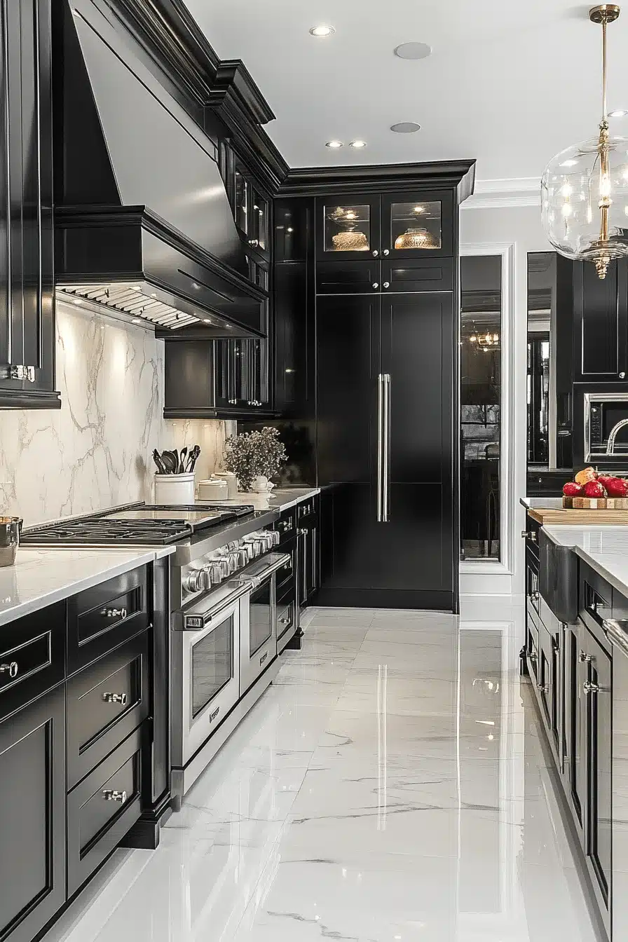 black and white kitchen cabinets