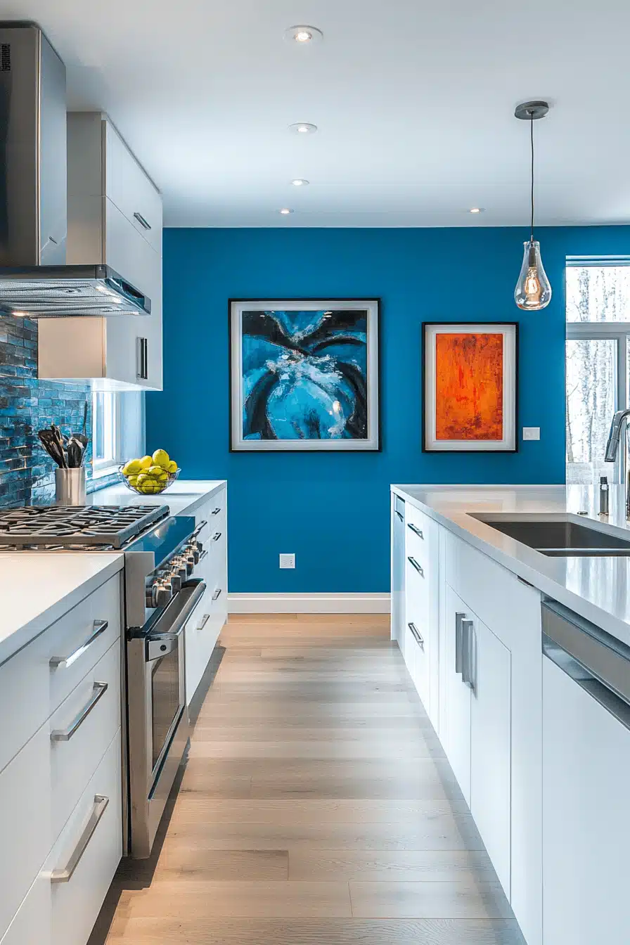 blue and white kitchen