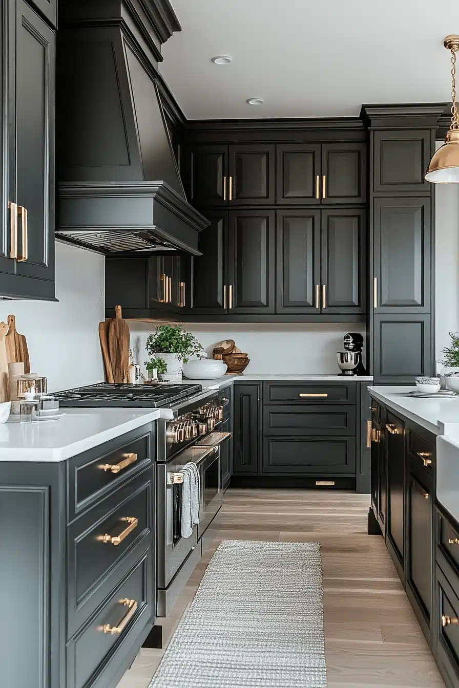 gray and white kitchen