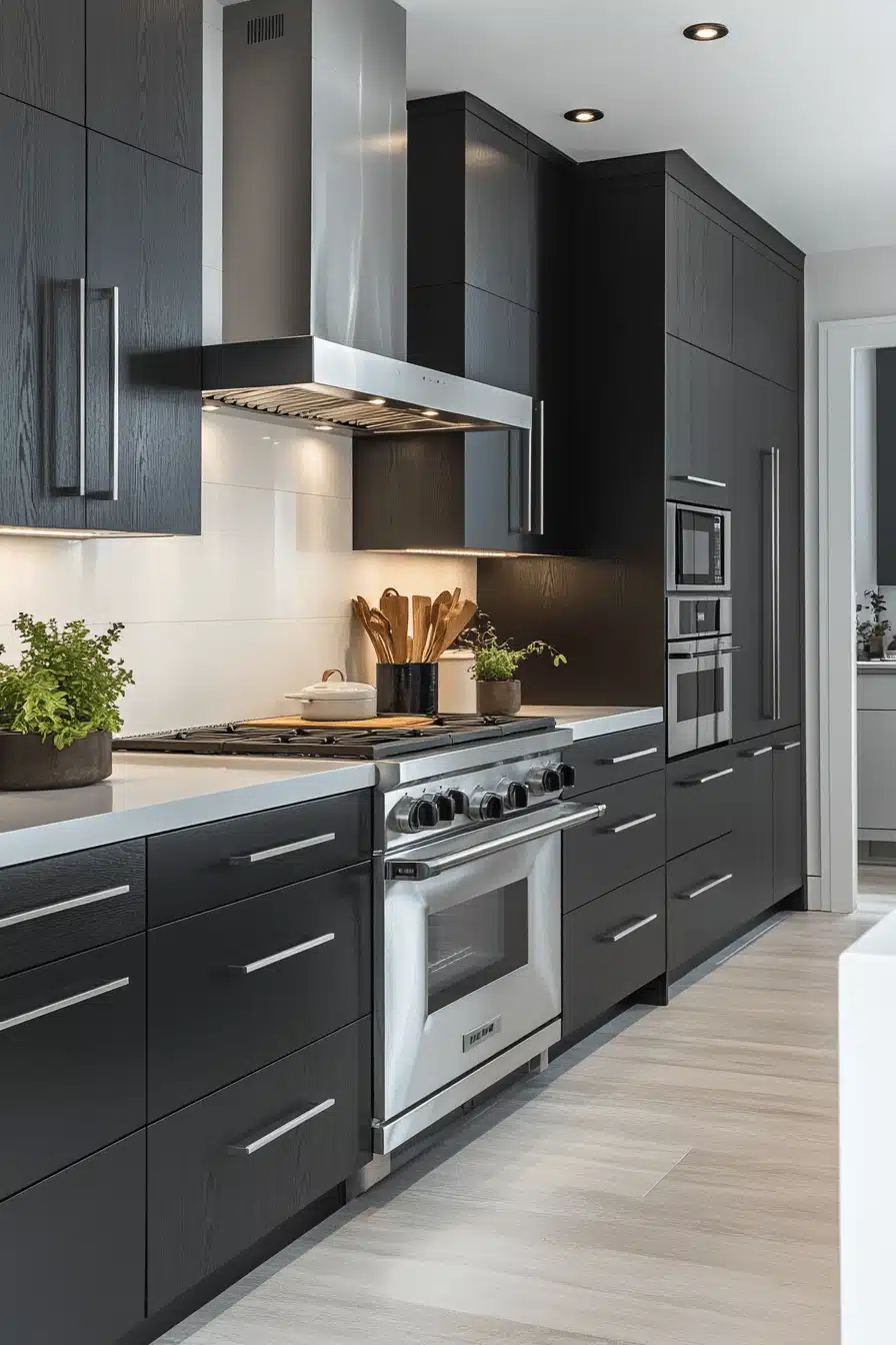 black and white kitchen cabinets