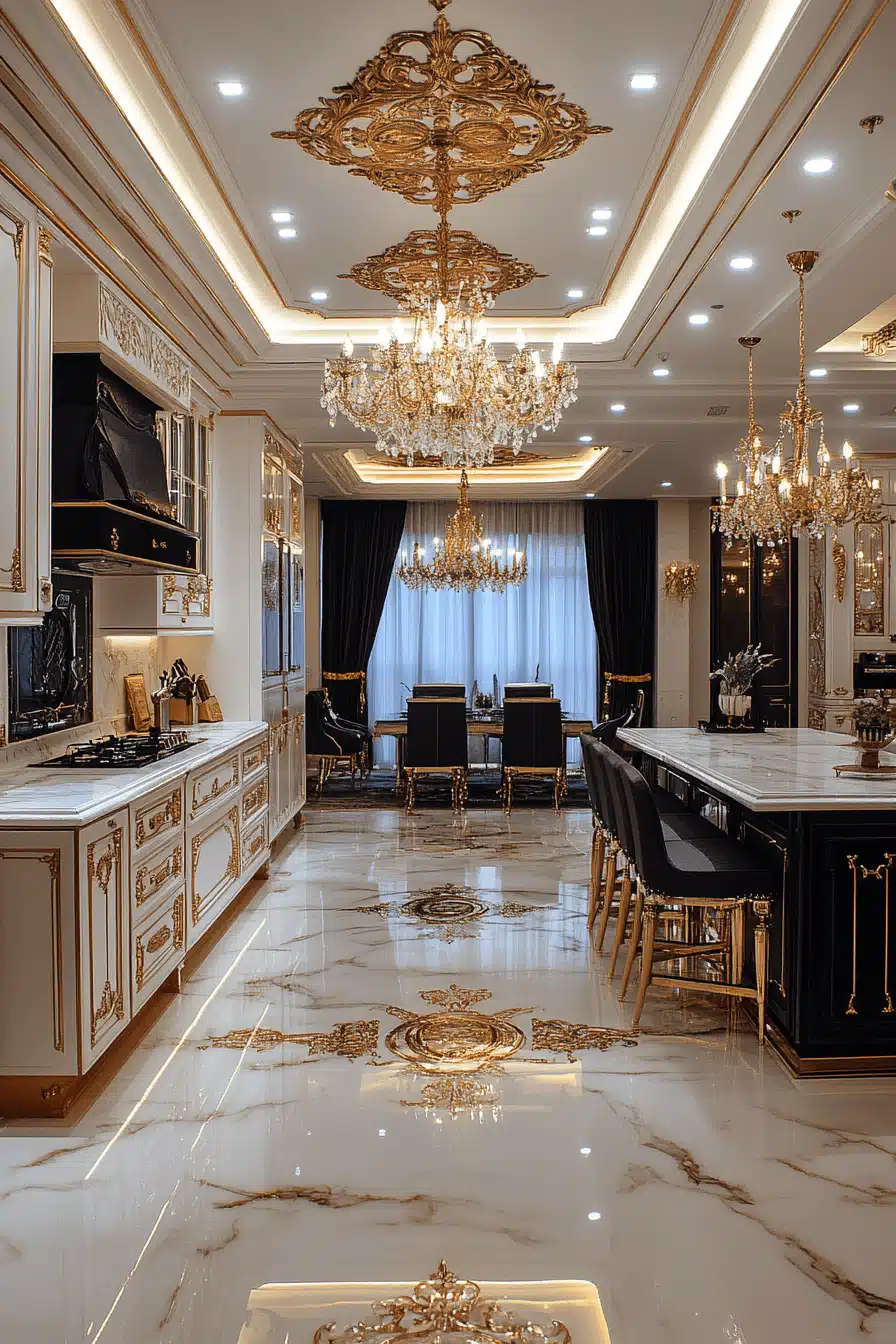 white marble kitchen