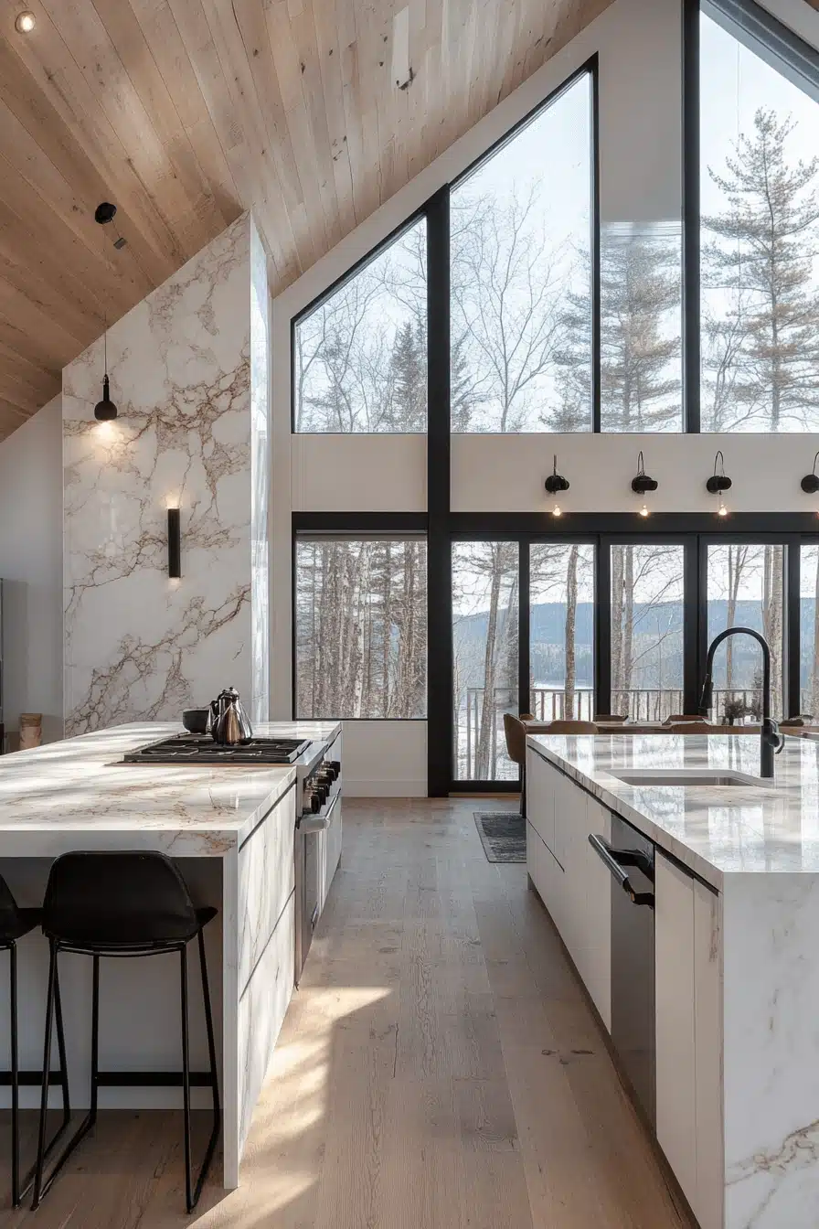 white marble kitchen