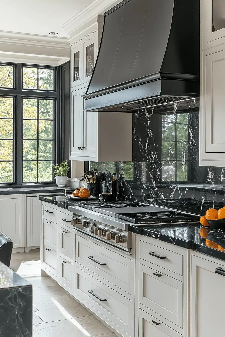 black and white kitchen cabinets