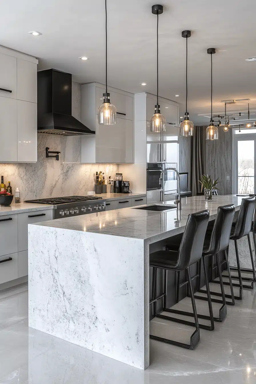 gray and white kitchen