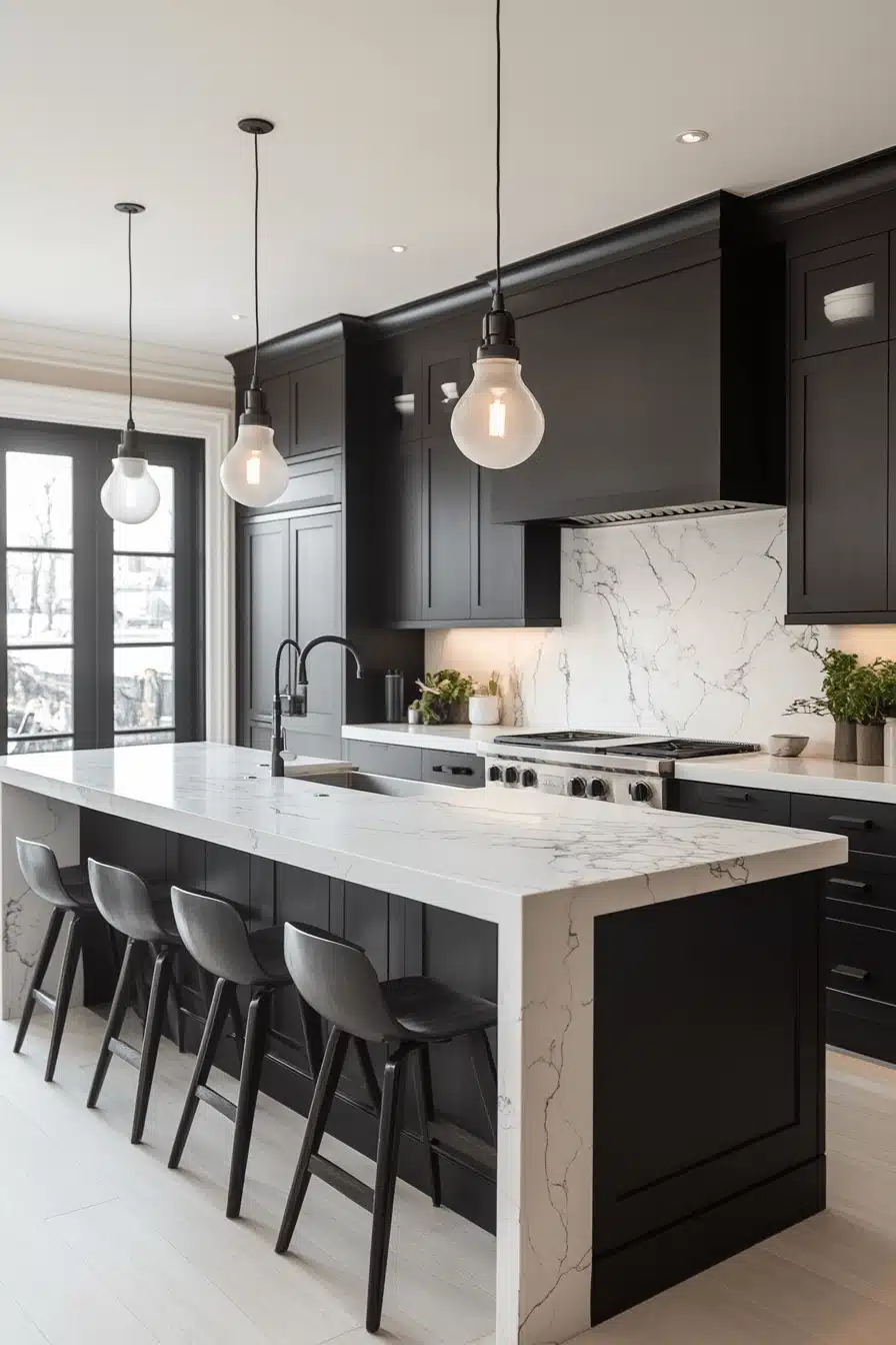 black and white kitchen cabinets