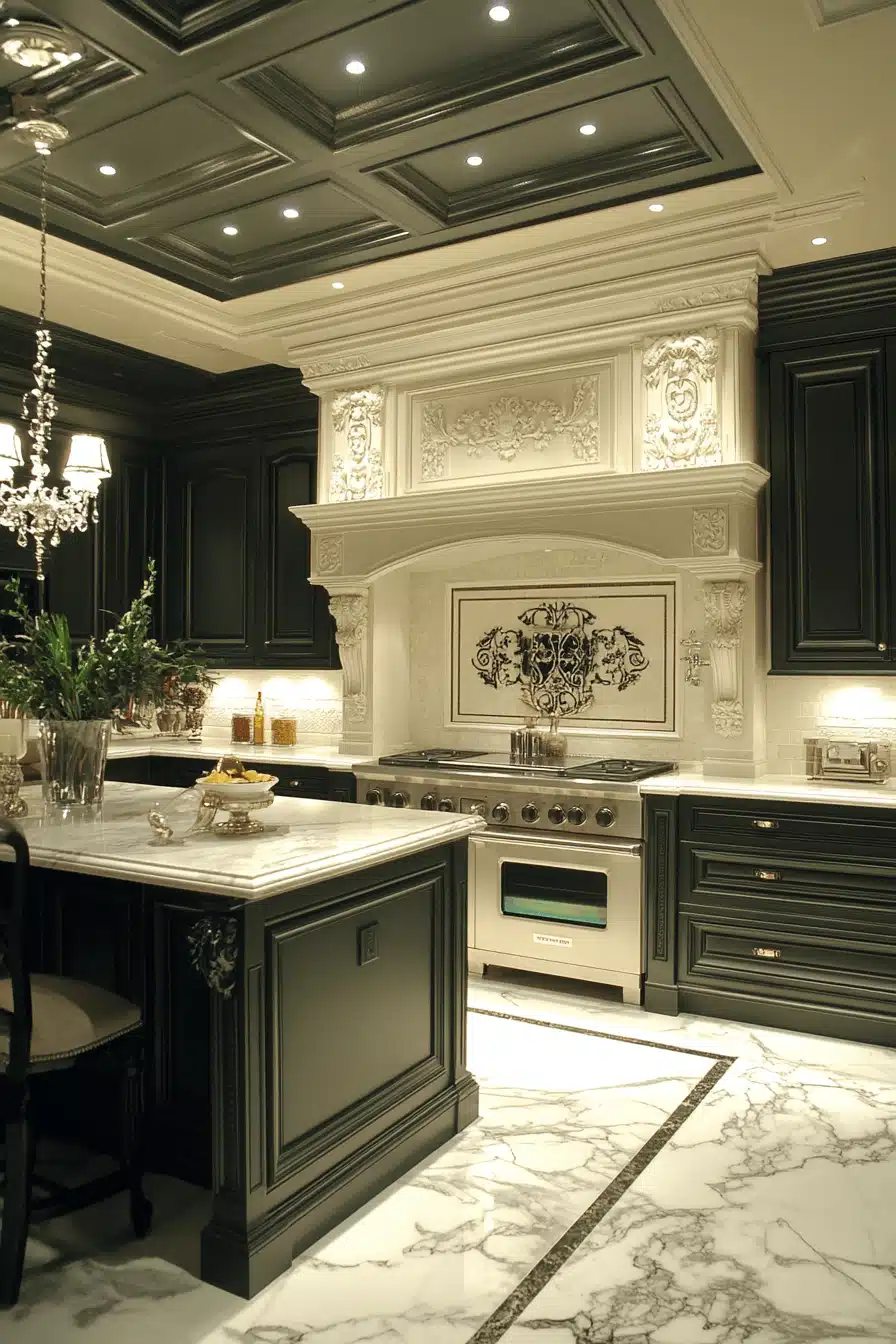 green and white kitchen