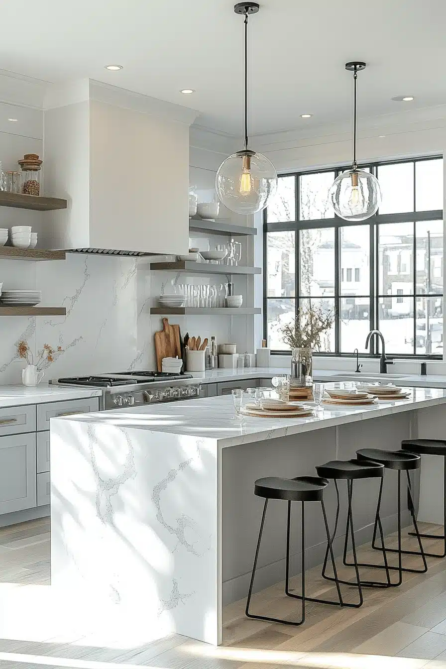 gray and white kitchen