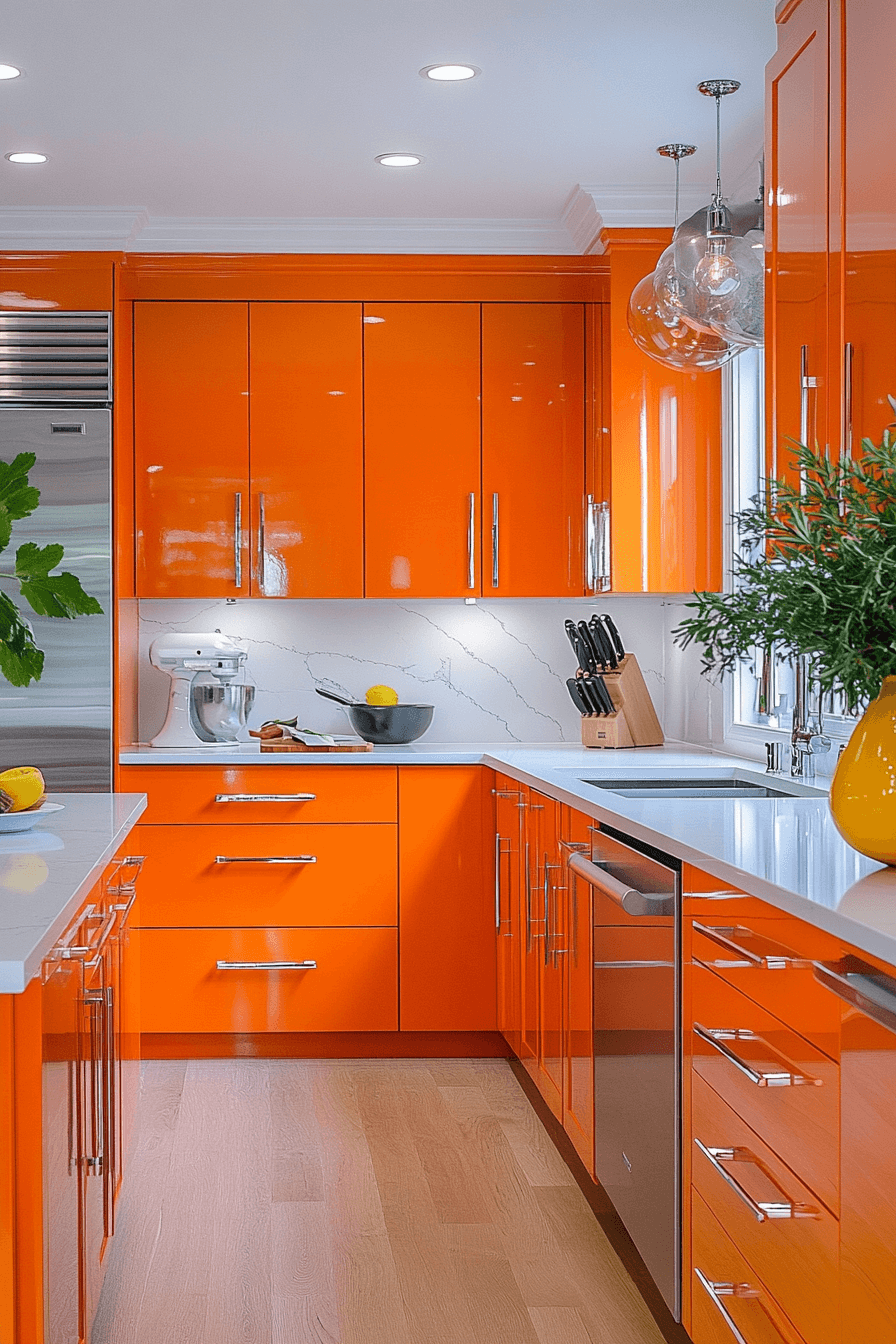 orange kitchen cabinets
