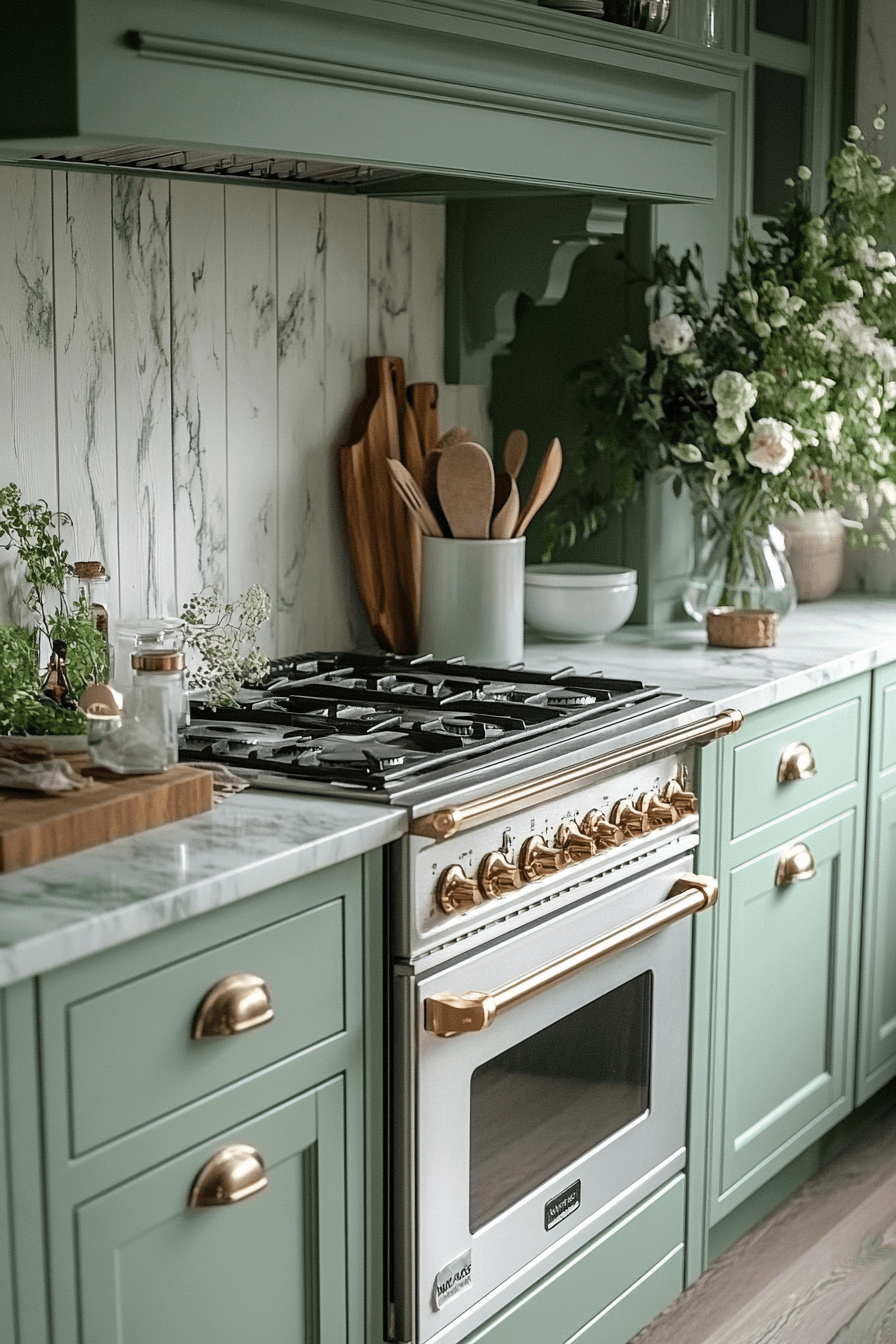 mint green kitchen cabinets