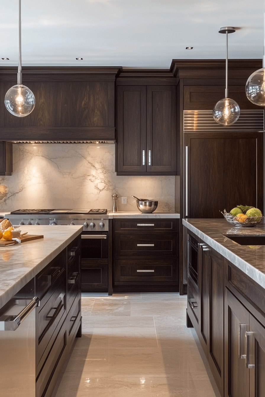 dark walnut kitchen cabinets