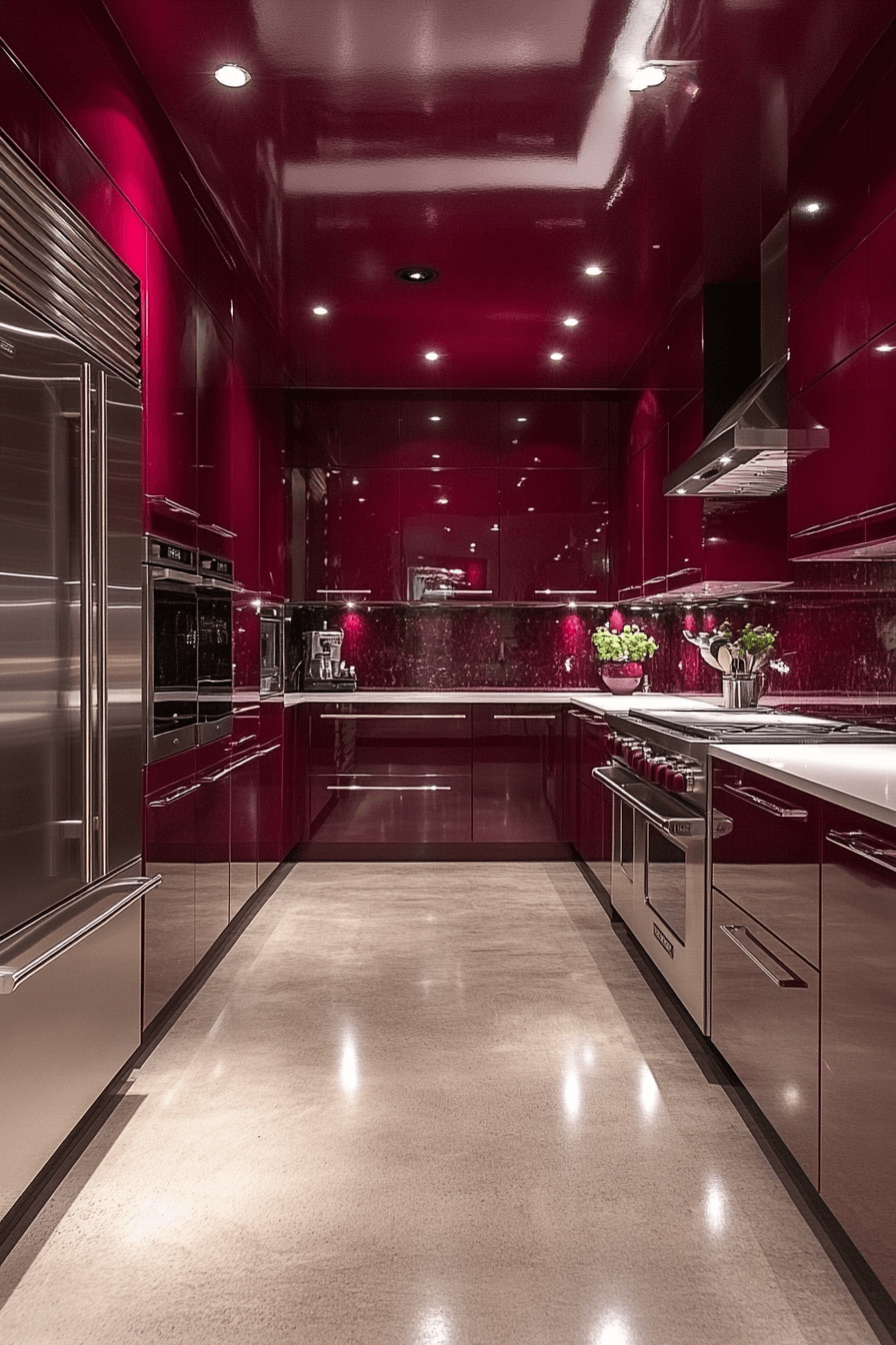 burgundy kitchen cabinets