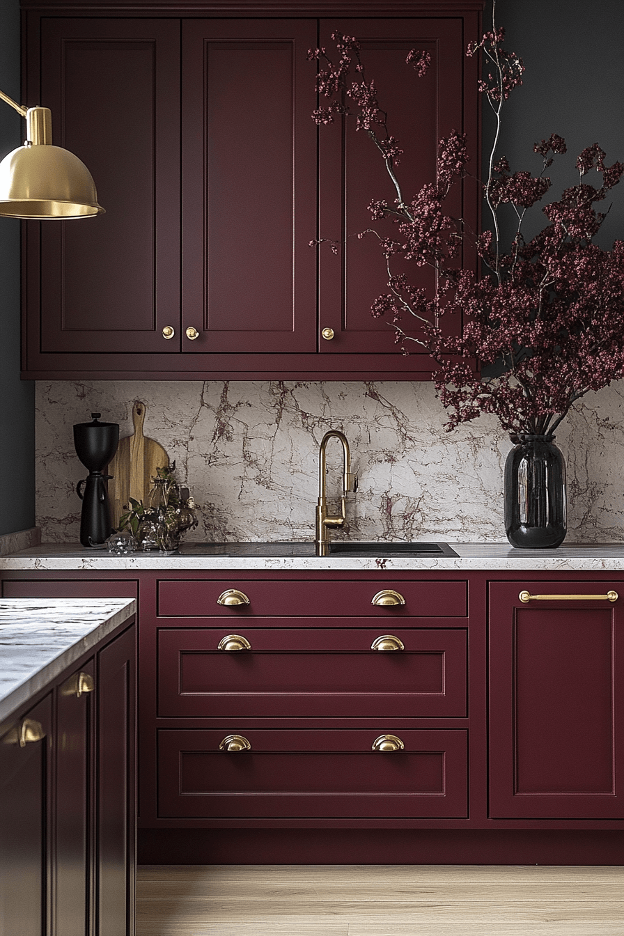 burgundy kitchen cabinets