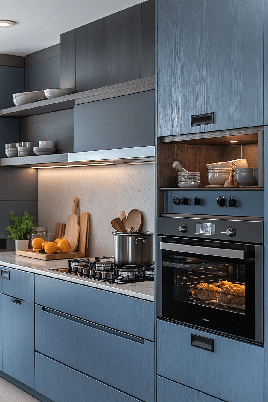 blue grey kitchen cabinets